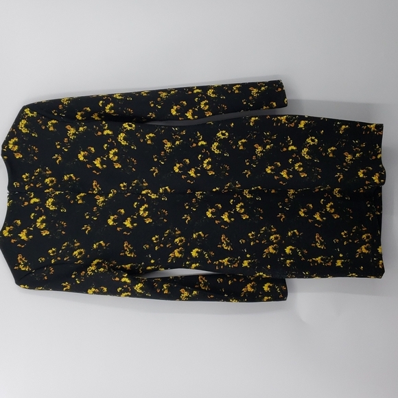 Philosophy Anthropologie | Longsleeve black yellow floral Mini dress - Small - Picture 3 of 4